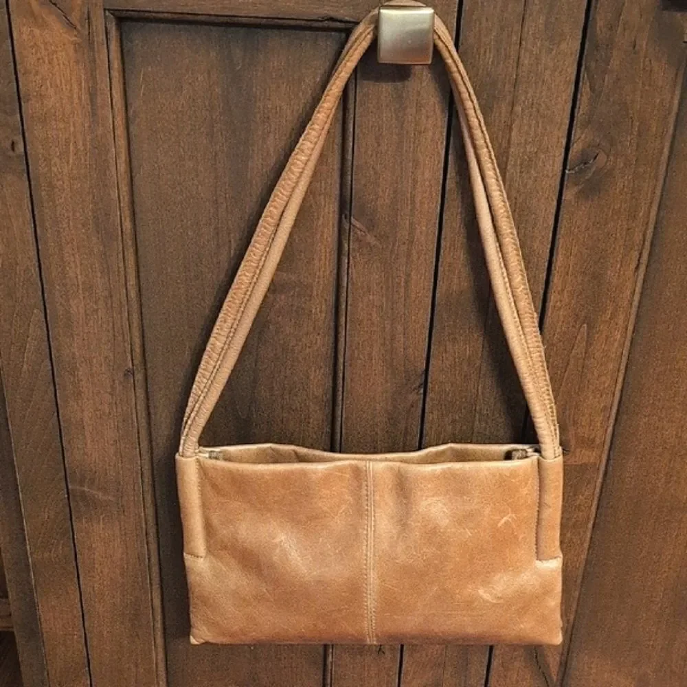 Wilson's Pelle Studio Tan Distressed Leather Double Strap Shoulder Bag